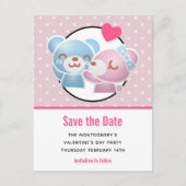 Kussen beren Valentijns Party Save the Date Briefkaart (Voorkant)