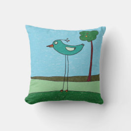 Kussen, Cute Vogel en Boom Kussen