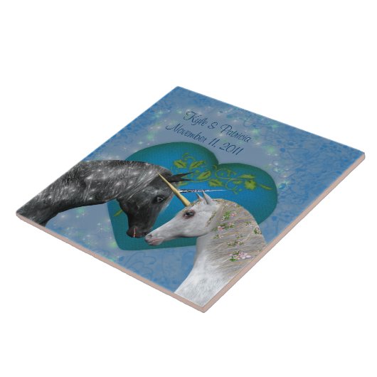 Kussen Eenhoorns Hart Schattigee Gepersonaliseerde Tegeltje (Zijkant)