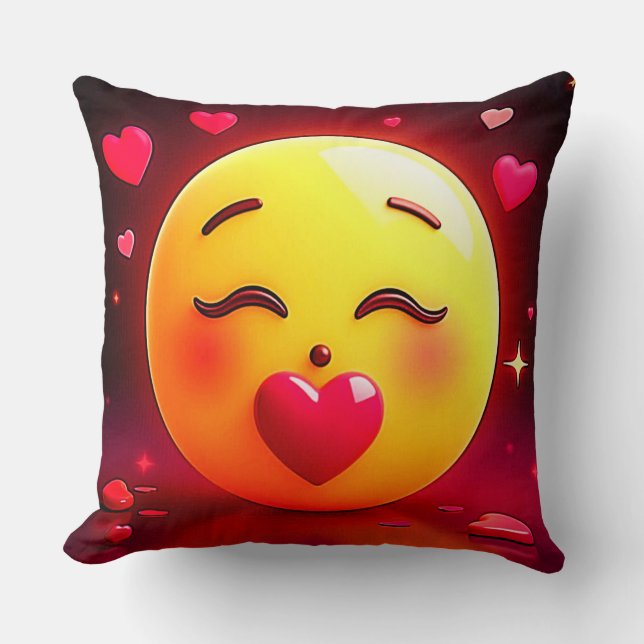 Kussen Emoji blaast harten (Voorkant)