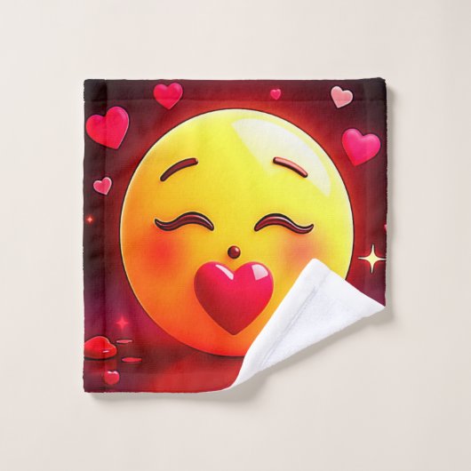 Kussen Emoji blaast harten Bad Handdoek (Wasdoekje)