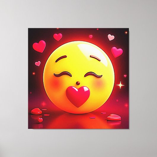 Kussen Emoji blaast harten Canvas Afdruk (Voorkant)