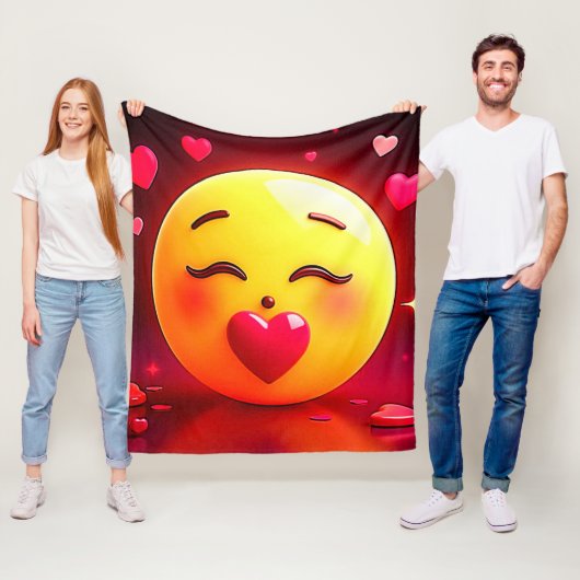 Kussen Emoji blaast harten Fleece Deken (In situ)