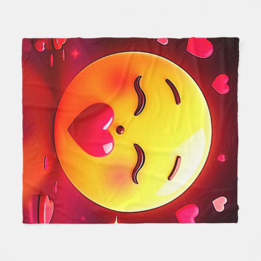 Kussen Emoji blaast harten Fleece Deken (Voorkant (Horizontaal))