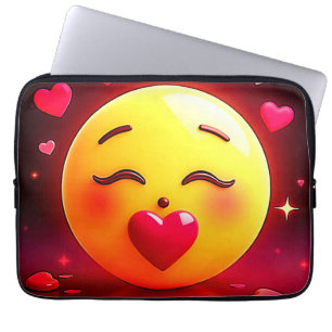 Kussen Emoji blaast harten Laptop Sleeve