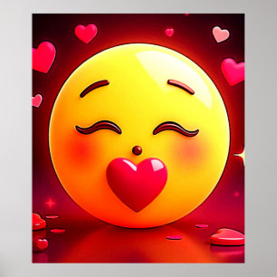 Kussen Emoji blaast harten Poster