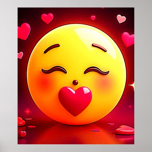 Kussen Emoji blaast harten Poster (Voorkant)