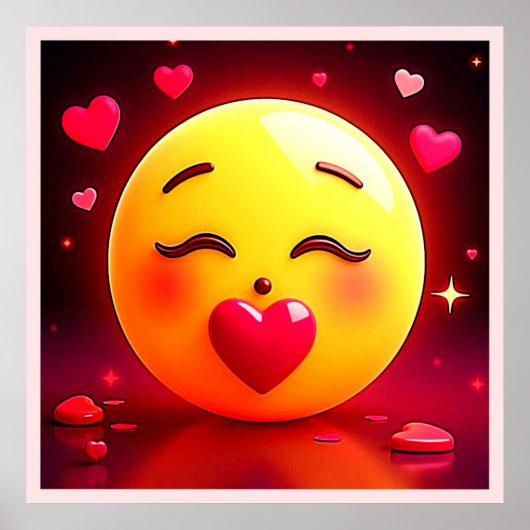 Kussen Emoji blaast harten Poster (Voorkant)