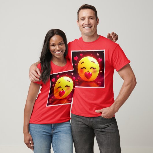 Kussen Emoji blaast harten T-shirt (Unisex)