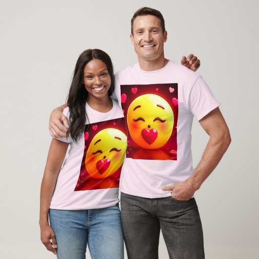 Kussen Emoji blaast harten T-shirt (Unisex)