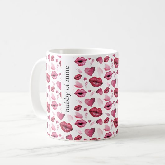 Kussen En Hartjes Patroon Waterverf Koffiemok (Voorkant links)