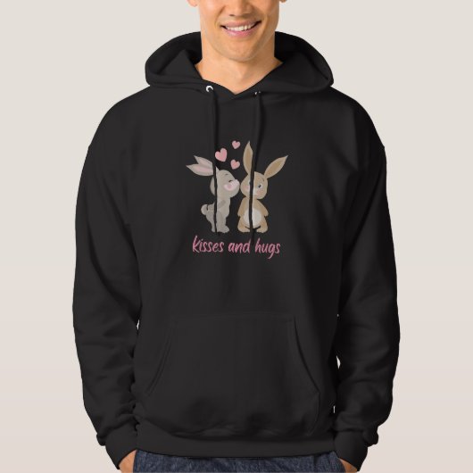 kussen en knuffels, schattige konijnen houden van  hoodie (Voorkant)
