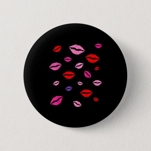 Kussen geschilderde lippen. ronde button 5,7 cm (Voorkant)