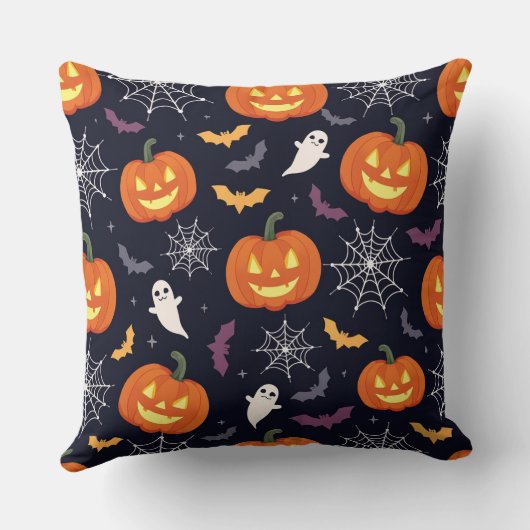 Kussen (Halloween patroon gesneden pompoenen) (Achterkant)