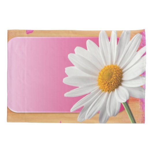 Kussen Hoesje Blauw Bloemen Roze Wit Daisy Kussensloop (Achterkant)