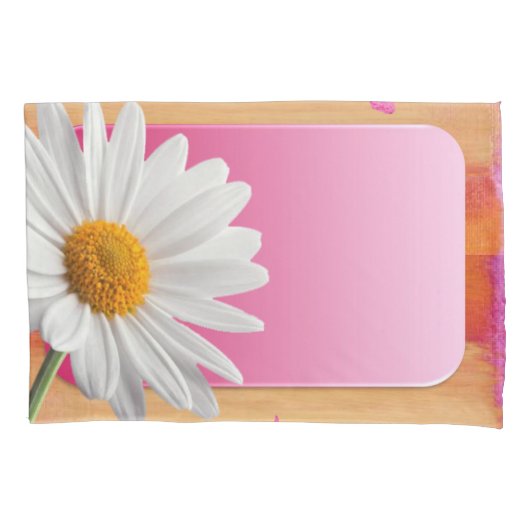 Kussen Hoesje Blauw Bloemen Roze Wit Daisy Kussensloop (Voorkant)