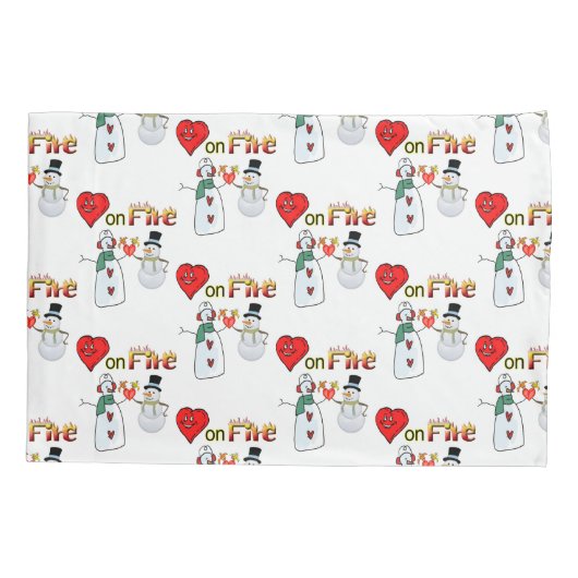 Kussen Hoesje Harten op Vuur Sneeuwman Kussensloop (Achterkant)