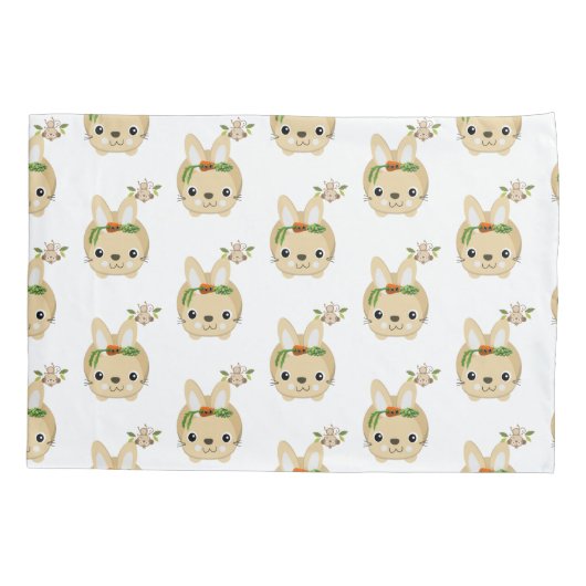 Kussen Hoesje Konijn Aap Wortelen Erwten Kussensloop (Achterkant)