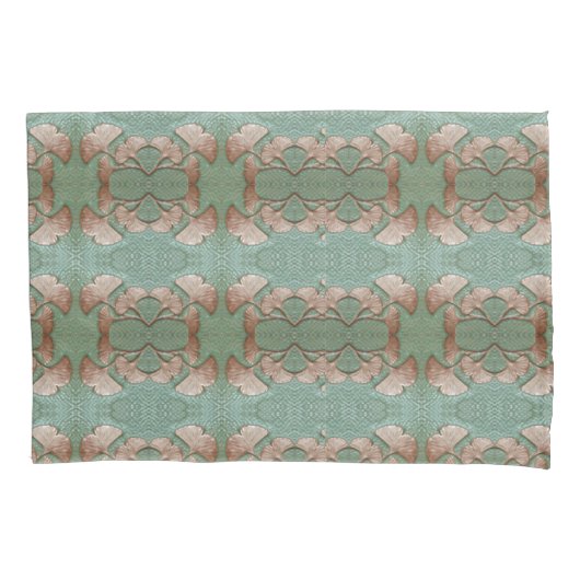 Kussen hoesje met groene en koperen Gingko print Kussensloop (Voorkant)