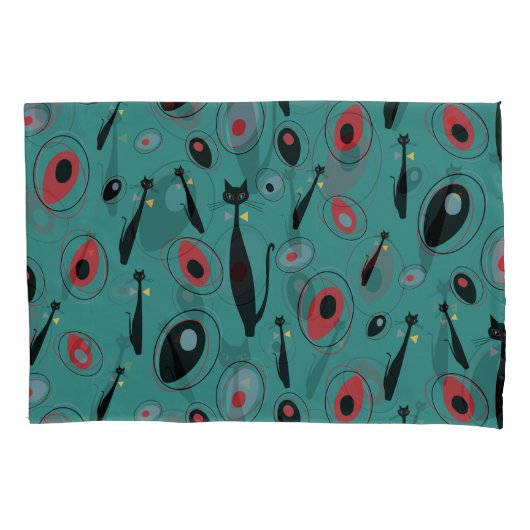 Kussen Hoesje | Midden-eeuwse moderne atoomkatten Kussensloop (Voorkant)