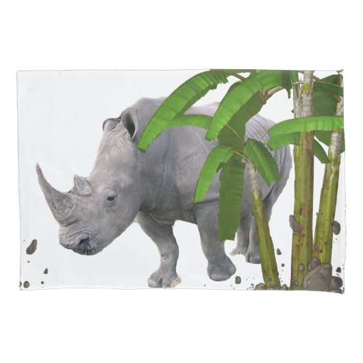 Kussen Hoesje neushoorn Kussensloop (Voorkant)