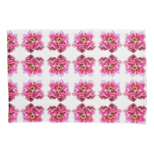 Kussen Hoesje Roze Pioenrozen Kussensloop (Voorkant)