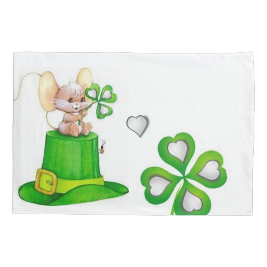 Kussen Hoesje St. Patrick's Day Mice Kussensloop (Achterkant)