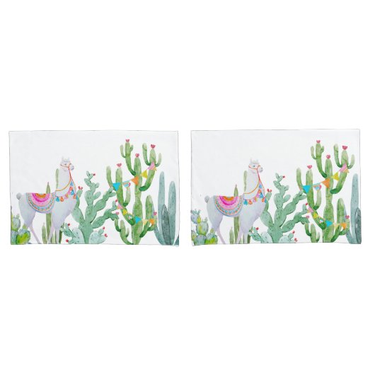 Kussen Hoesjes Boho Llama Bohemian Cacti Desert Fl Kussensloop (Voorkant-Set)