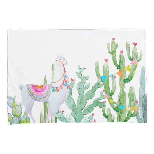 Kussen Hoesjes Boho Llama Bohemian Cacti Desert Fl Kussensloop (Voorkant-Rechts)