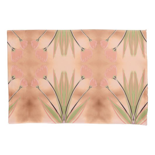 Kussen Hoesjes In Roze Koraal en Groenen Kussensloop (Voorkant)