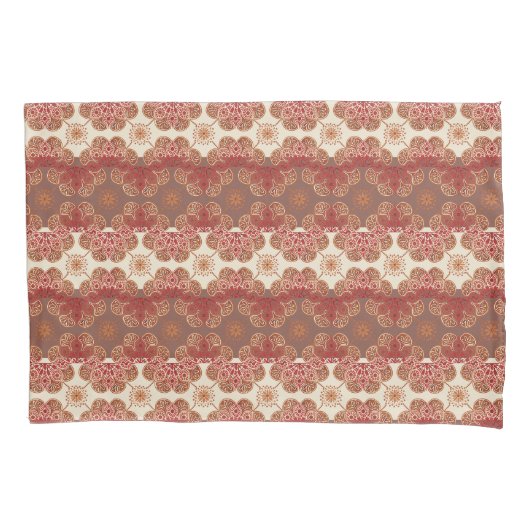 Kussen hoesjes rood, bruin, crème kussensloop (Voorkant-Links)