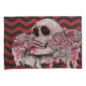 Kussen Hoesjes schedel Roos Gotische Chevron rood  Kussensloop (Voorkant-Rechts)