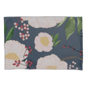 Kussen Hoesjes Wit Bloemen op Donkerblauw Kussensloop (Voorkant-Links)