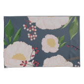 Kussen Hoesjes Wit Bloemen op Donkerblauw Kussensloop (Voorkant-Rechts)