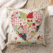 Kussen in landelijke patchwork hartstijl. (Deken)