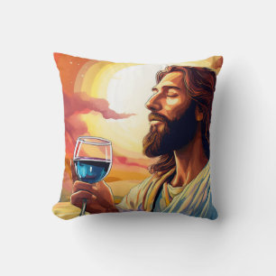 Kussen Jezus genietend van wijn!