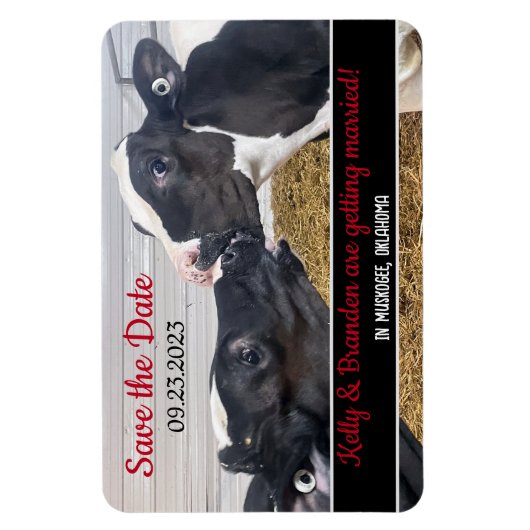Kussen Kalveren Bruiloft Save the Date Magneet (Verticaal)
