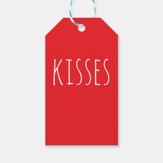 'Kussen' Krachtig Romantisch Rood Witte Valentijns Cadeaulabel (Voorkant)