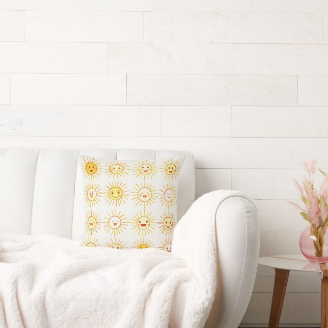 Kussen kussen met zon afbeelding (Bank)