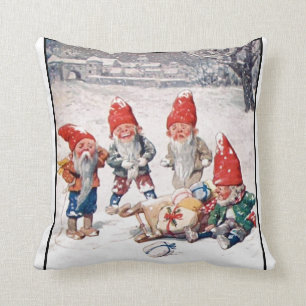 Kussen, Lachende Elfen, Cadeaus en Sneeuw Kussen