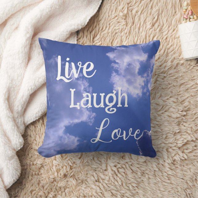 Kussen 'Leef Lach Lief' | Blauwe Lucht Wolken (Deken)