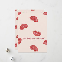 Kussen Lippen Rood op beige kleur valentijnsdag Feestdagenkaart