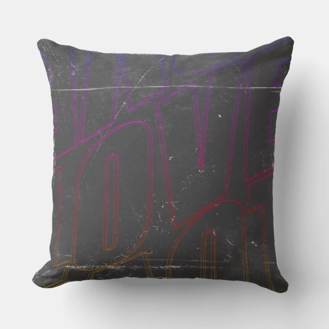 Kussen LOVE Graffiti Neon Donkere Worp Modern (Voorkant)