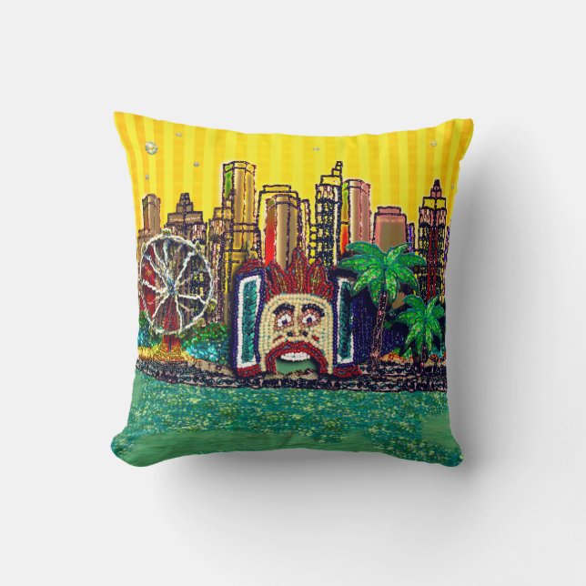 Kussen | Luna Park Gele Stripe Sky (Voorkant)