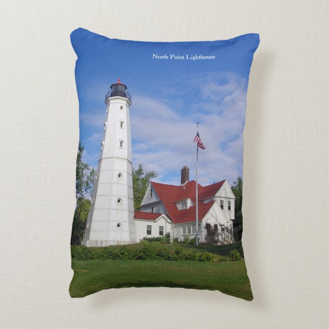 Kussen met accent van North Point Lighthouse (Achterkant (Verticaal))
