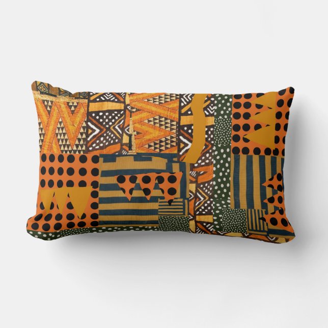 kussen met Afrikaans textielmotief (Voorkant)