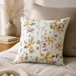 Kussen met Bij en Botanische Bloemen