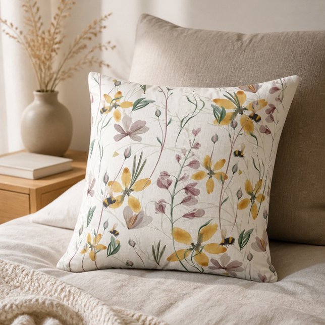 Kussen met Bij en Botanische Bloemen (Creator heeft geüpload)