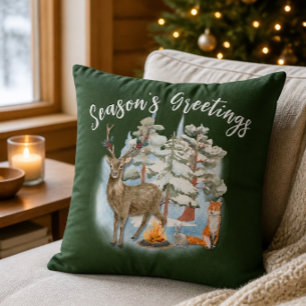 Kussen met bosdieren voor Kerstmis