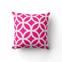 Kussen met geometrisch patroon in hete roze